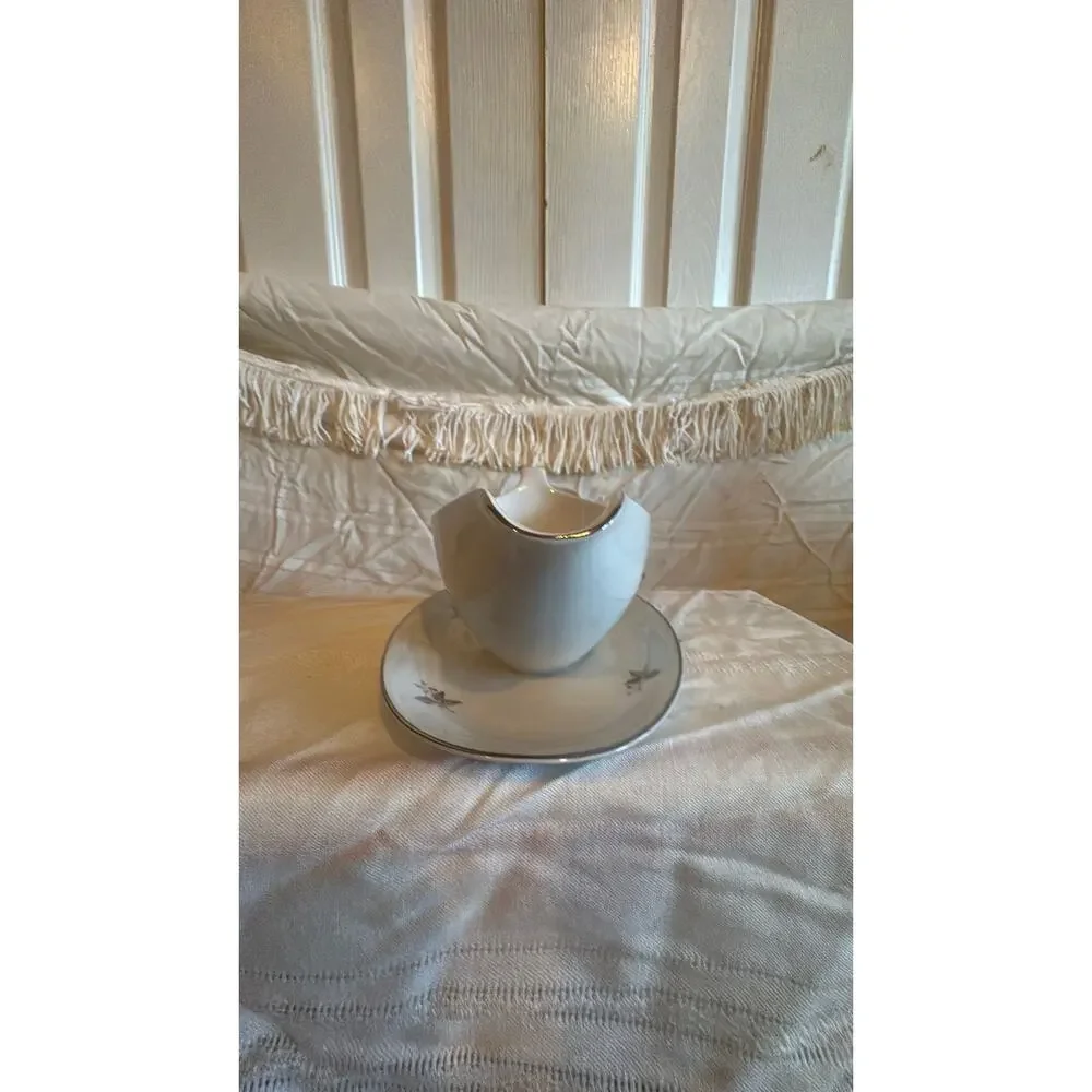 Winterling Bavaria Gravy Boat Attached Under-plate Mid-Century German Porcelain